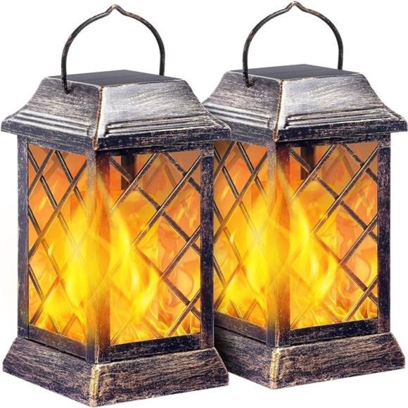 Amazon.com: Otdair Solar Lanterns Outdoor Waterproof, 2 Pack  Solar Lights Outdoor Flickering Flame Metal Solar Lantern Outdoor Hanging Decor